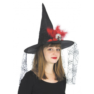 Chapeau de sorcière rouge et noir Halloween