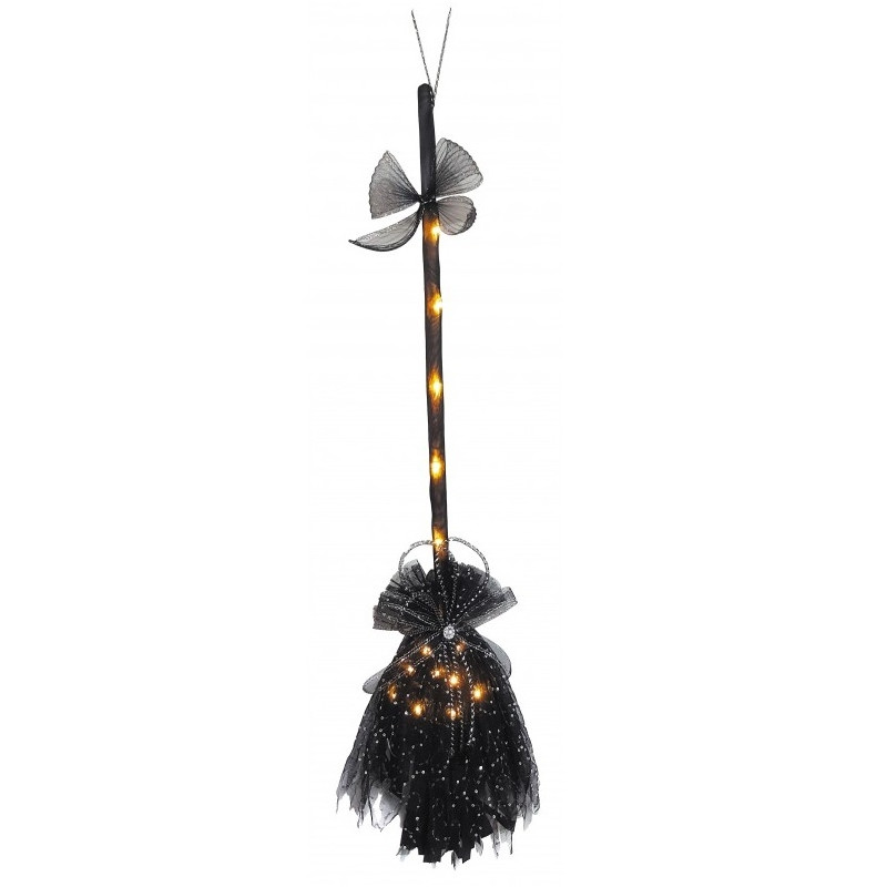 Costume Sorcière Enfant Halloween - Robe à Guirlande LED, Chapeau, Balai - Fille 3-8 Ans - Cosplay Fête