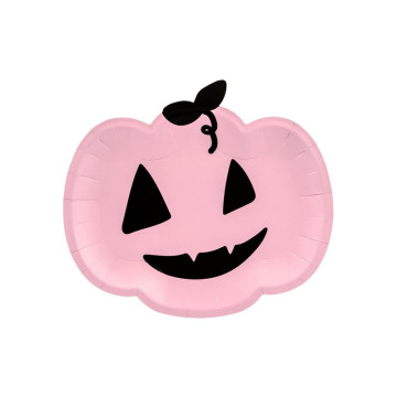 Lot de 6 assiettes citrouille rose Halloween