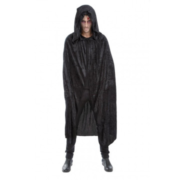 Cape en velours noire avec capuche Halloween adulte