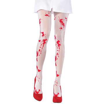 Collant blanc sanglant Halloween femme