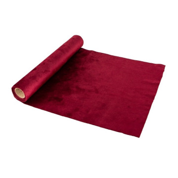 Chemin de table velours bordeaux 28 cm x 3 m