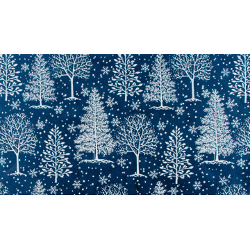 Chemin de table velours bleu sapin Noël 28 cm x 3 m