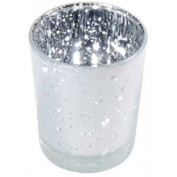 Bougeoir verre blanc givre 5.5 x 6.7 cm