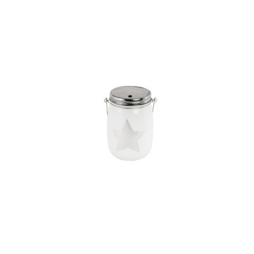 Lanterne lumineuse motif étoile blanc avec 5 leds 16 x 12 cm