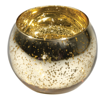 Bougeoir boule or métal en verre 10 x 8 cm