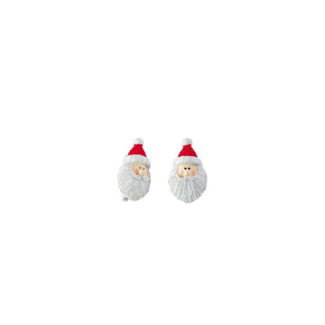 Lot de 4 têtes de Père Noël rouges sur pince 2 x 4 x 2 cm