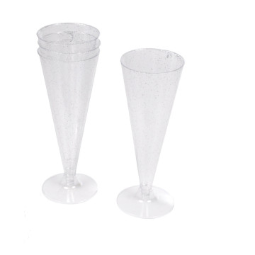 Lot de 6 flûtes pailletés argent 12 cl