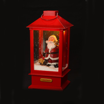 Lanterne Père Noël musical et animé 2 leds 32 cm