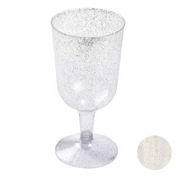 Lot de 6 verres à vin pailleté or 18 cl