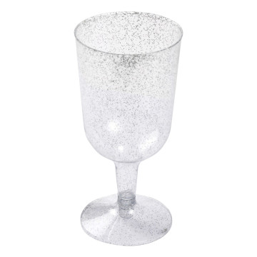 Lot de 6 verres à vin pailleté argent 18 cl