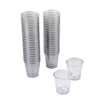 Lot de 40 mini verrines pailleté argent 3 cl