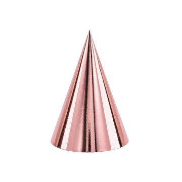 Lot de 6 Chapeaux pointus rose gold 16 cm