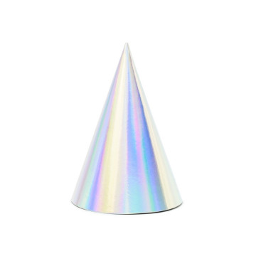Lot de 6 Chapeaux pointus iridescents 16 cm