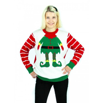 Pull moche de noël Elfe vert