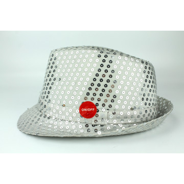 Chapeau sequins leds argent