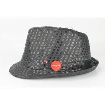 Chapeau sequins leds noir