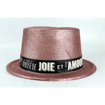 Chapeau pailleté Rose gold avec bandeau joie