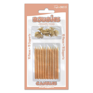 10 bougies anniversaire pailletées avec support rose gold