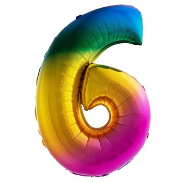 Ballon chiffre 6 aluminium multicolore