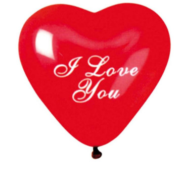 Lot de 4 ballons de baudruche Cœur I Love you en latex Rouge 25 cm