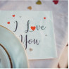 Lot de 16 serviettes en papier I love you 33 x 33 cm