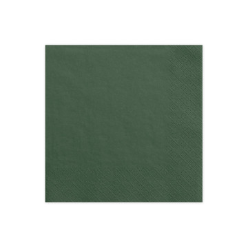 Lot de 20 serviettes en papier vert bouteille 33 x 33 cm