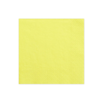 Lot de 20 serviettes en papier jaune 33 x 33 cm
