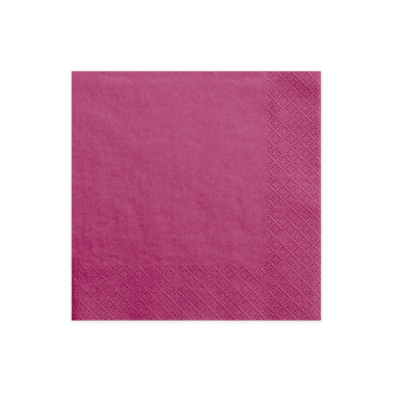 Lot de 20 serviettes en papier rose foncé 33 x 33 cm