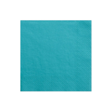 Lot de 20 serviettes en papier turquoise 33 x 33 cm