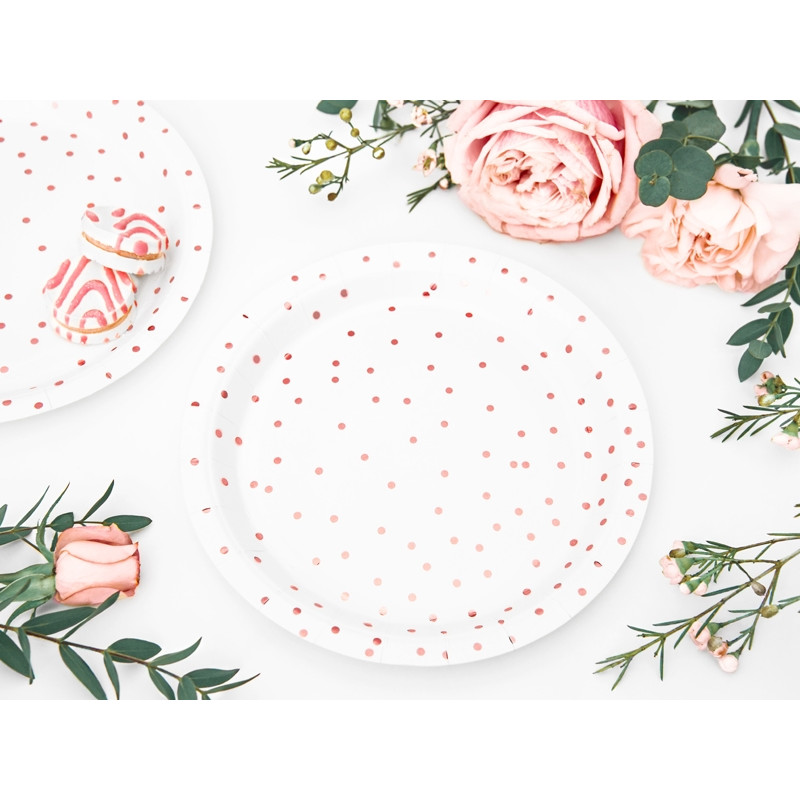 Assiettes Carton Dorées 8 Assiettes En Carton Baby Shower Roses Et Blanches 23 Cm - Rose - Maison Assiette Jetable Doree