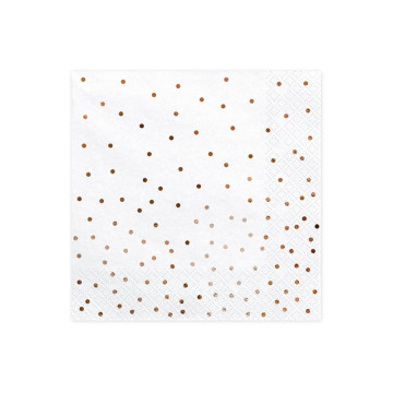 Lot de 20 serviettes en papier blanc pois rose gold 33 x 33 cm