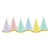 Lot de 6 chapeaux pointus en carton pastel liseré or 16 cm