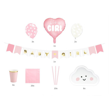 Box kit déco baby shower fille 49 pièces