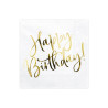 Lot de 20 serviettes en papier or Happy Birthday 33 x 33 cm