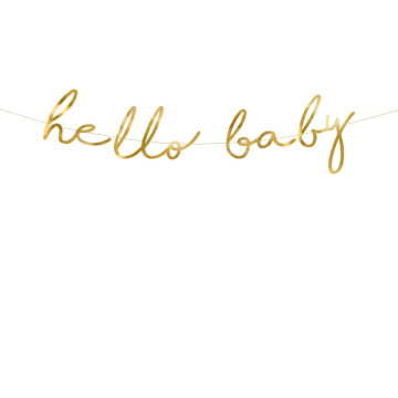 Bannière Hello Baby or 18 cm