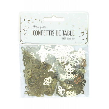 Lot de confettis de table 80 ans pailleté or 1 x 1 cm