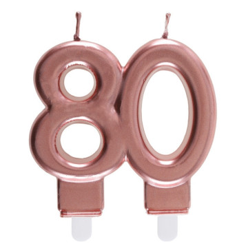 Bougie anniversaire 80 ans rose gold