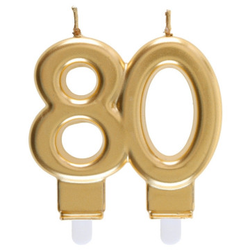 Bougie anniversaire 80 ans or