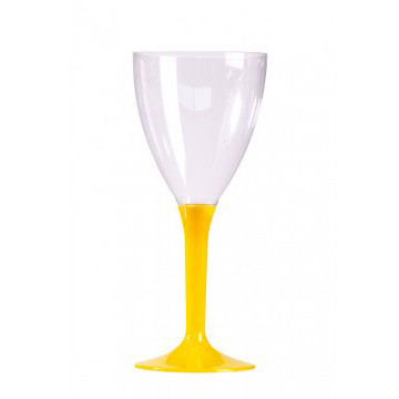 Lot de 10 verres à vin en plastique réutilisable jaune