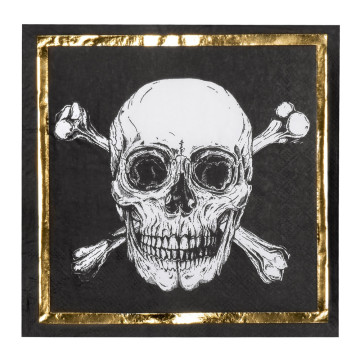 Lot de 12 serviettes en papier anniversaire pirate 33 x 33 cm