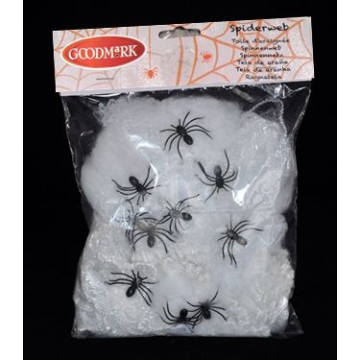 Toile d'araignée blanche Halloween 100 gr avec araignées