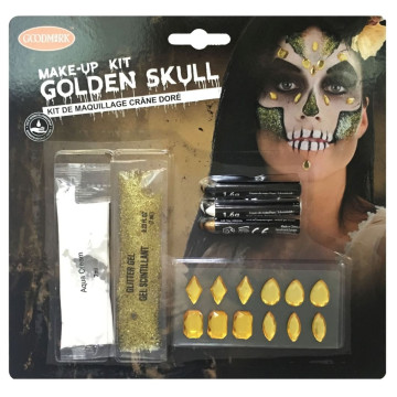 Kit maquillage crâne doré Halloween