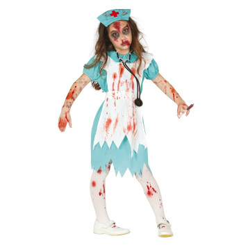 Déguisement infirmière Zombie fille bleu Halloween