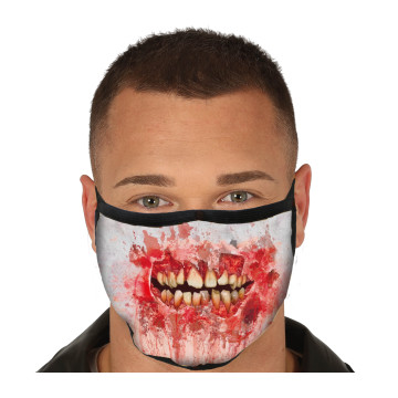 Masque de protection tissu bouche sanglante Halloween