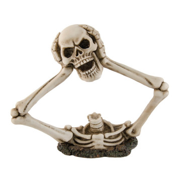 Squelette résine avec tête dans les mains Halloween 19,5 x 8,3 x 16 cm