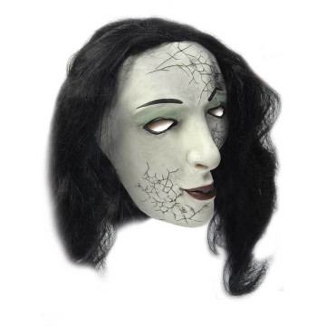 Masque femme fantômatique avec cheveux Halloween