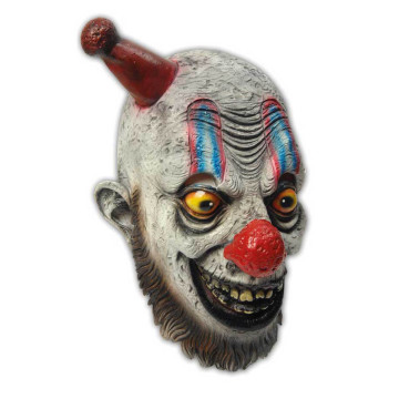 Masque clown effrayant chapeau pointu rouge Halloween