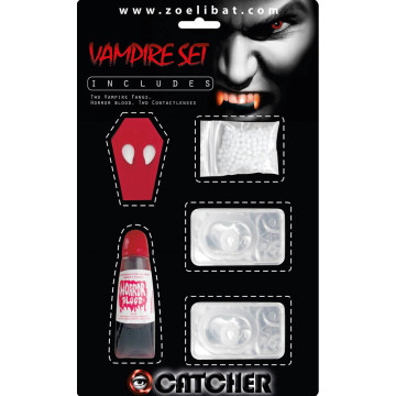 Set dents de vampire + faux sang+lentilles Halloween