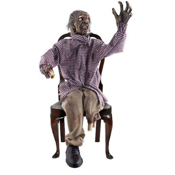 Zombie déco assis avec son, lumière et mouvement Halloween